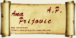 Ana Prijović vizit kartica